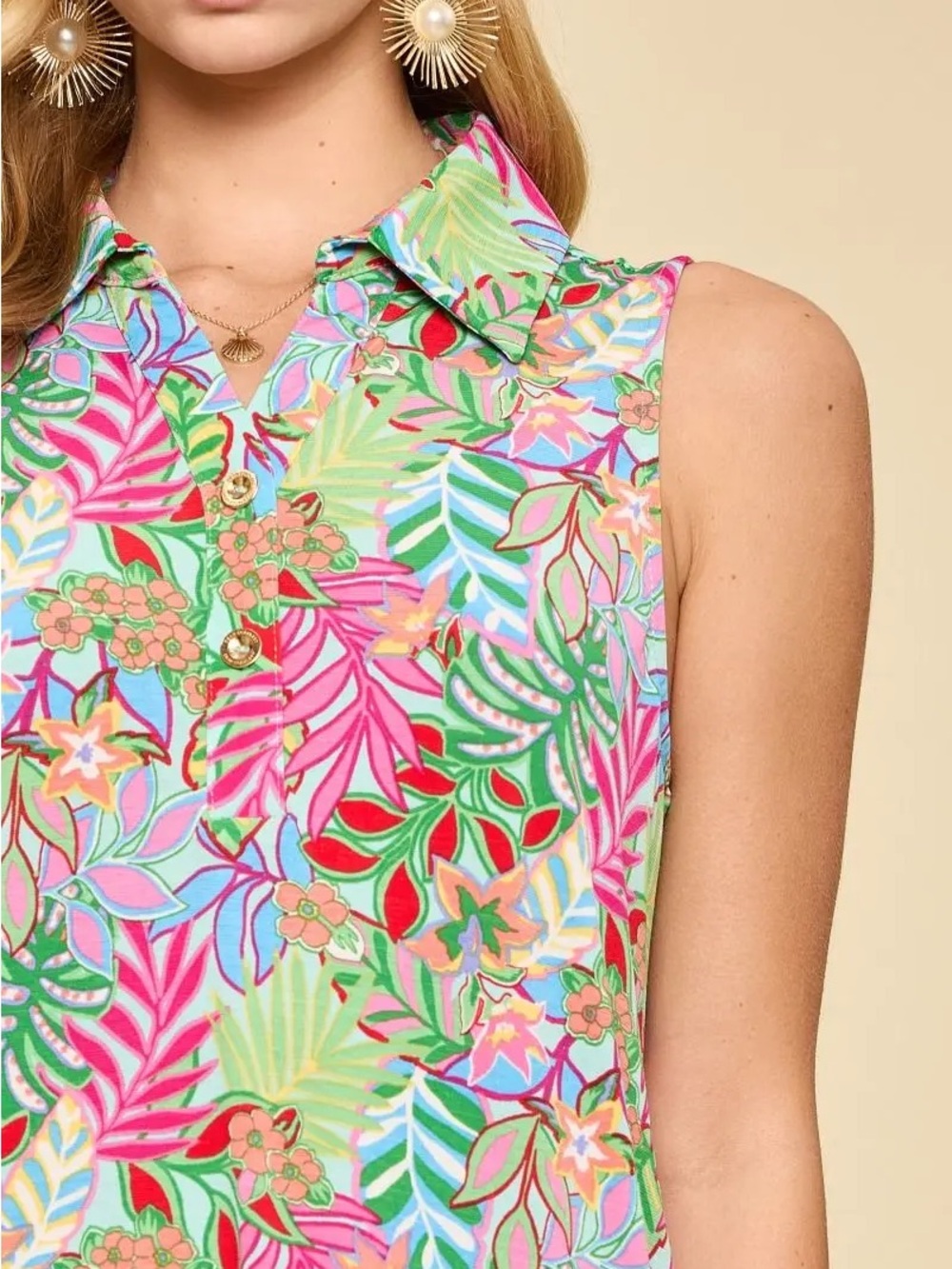 Dear Scarlett Coral Sands Tropical Print Dress - Picture 2 of 3